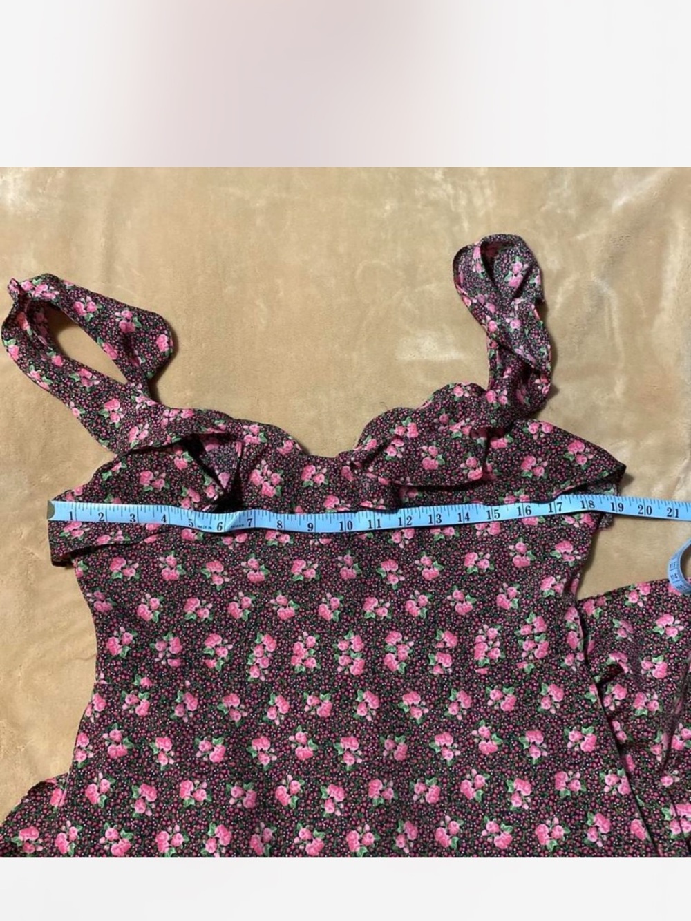 Likely Black Floral Midi Dress with Pink Roses Sz M